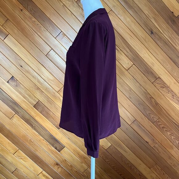 Vintage 80s Deadstock Dark Purple Silk Blouse - Picture 2 of 5